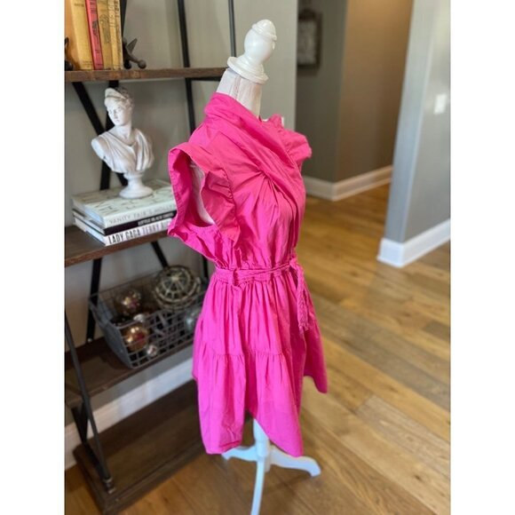 Derek Lam 10 Crosby Finn Ruffle Wrap Mini Dress Pink Womens Size 44 US 10 - Picture 8 of 15